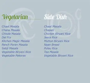 Tita menu veggie